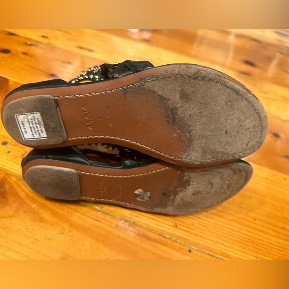 Alaia black leather gladiator sandals with gold studs size 7 - Picture 11 of 12